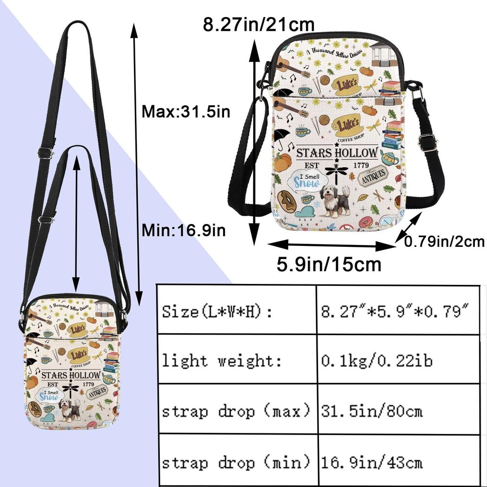 4385 Stars Hollow TV Show Inspired Crossbody Purses Bag Lukes Diner Gift - Picture 4 of 6